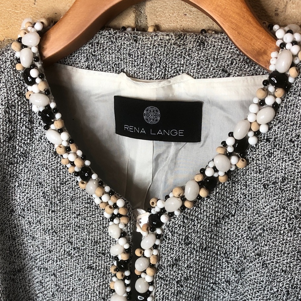 Rena Lange Gray Jacket with Beaded Trim